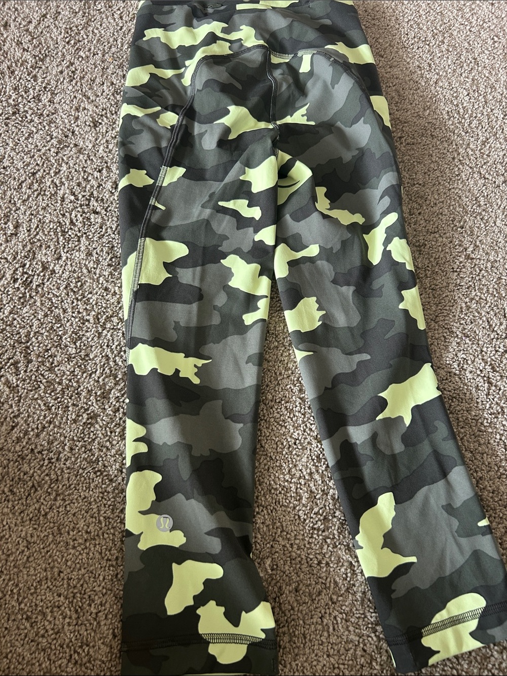 lululemon  Olive & Neon Yellow Camo Leggings
